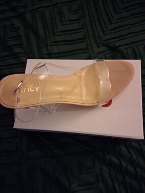 Clear Strap Nude Sandals - Women's Transparent Heels